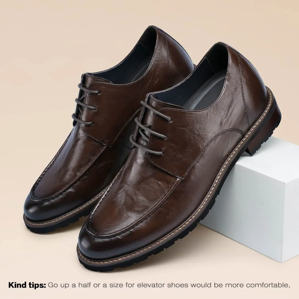 7 CM / 2.76 Inches CMR CHAMARIPA Height Increasing Shoes -  Coffee Derby Dress Shoes