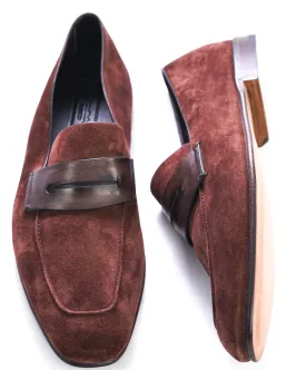 $960 ERMENEGILDO ZEGNA - Brown/Burgundy Penny Loafers - 11.5 US