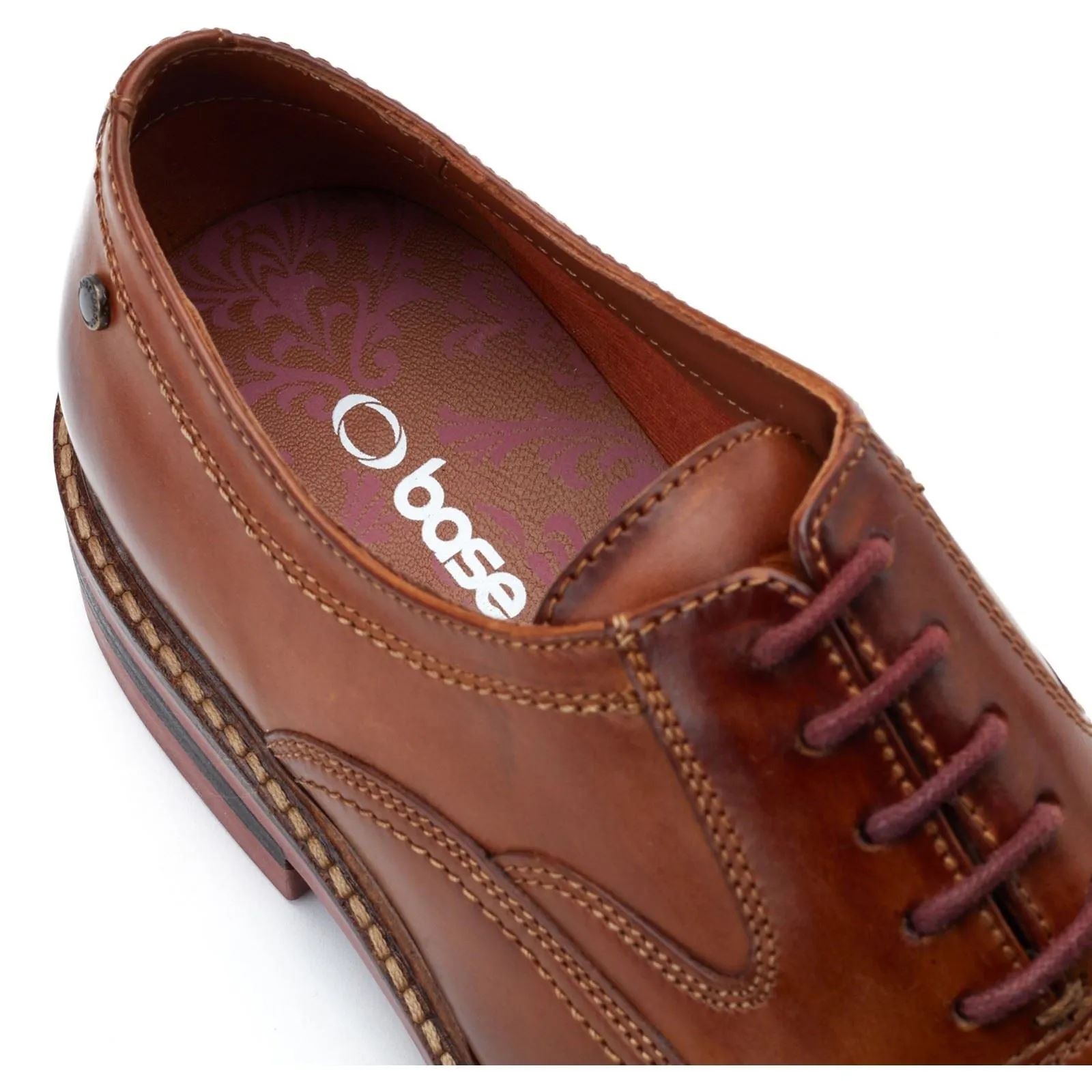 Base London Tatton Leather Men's Burnt Tan Oxford Shoes