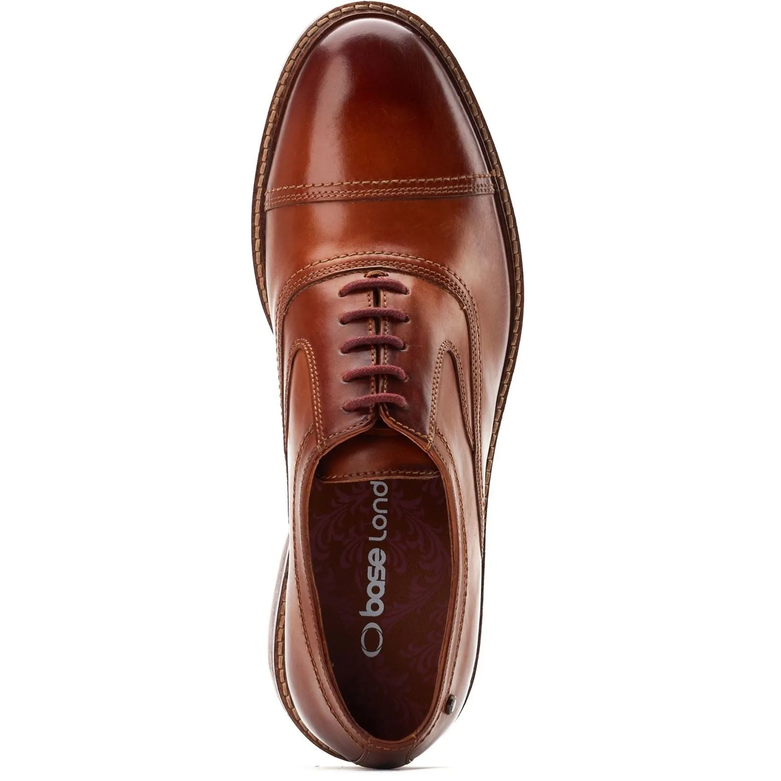 Base London Tatton Leather Men's Burnt Tan Oxford Shoes