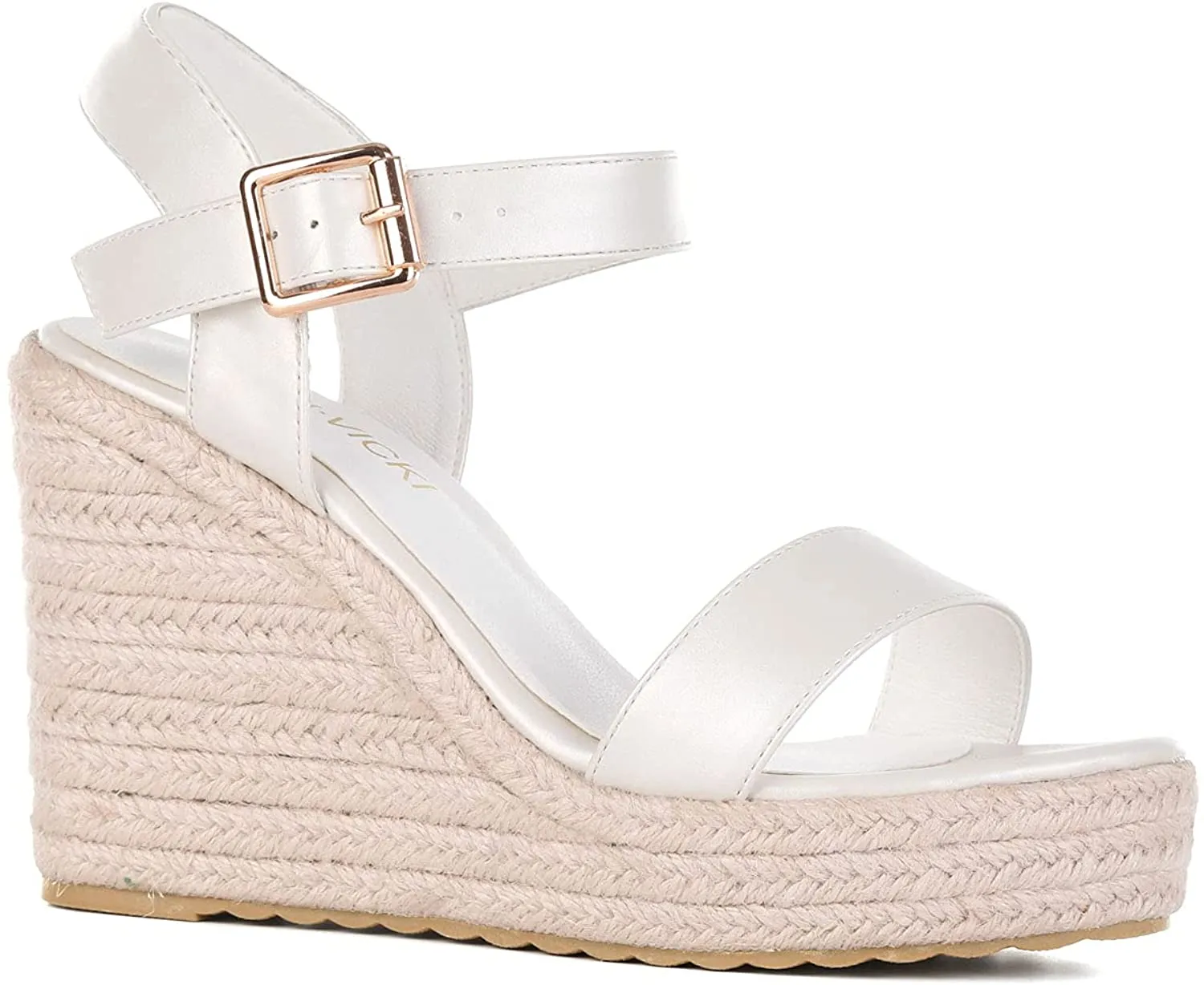 Charleston White Wedge Ankle Strap Open Toe Platform Sandals