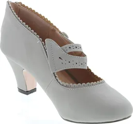 Chase & Chloe Mina-4  Closed Toe Mary Jane High Heel Grey Pu