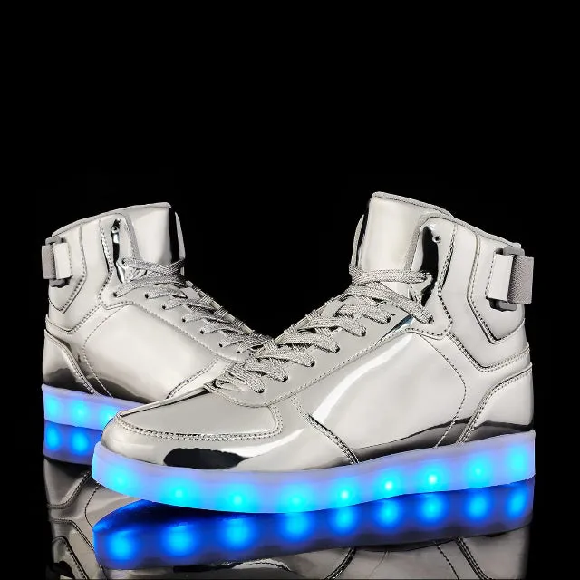 High Top USB Rechargeable Glowing Luminous Shoes for Men