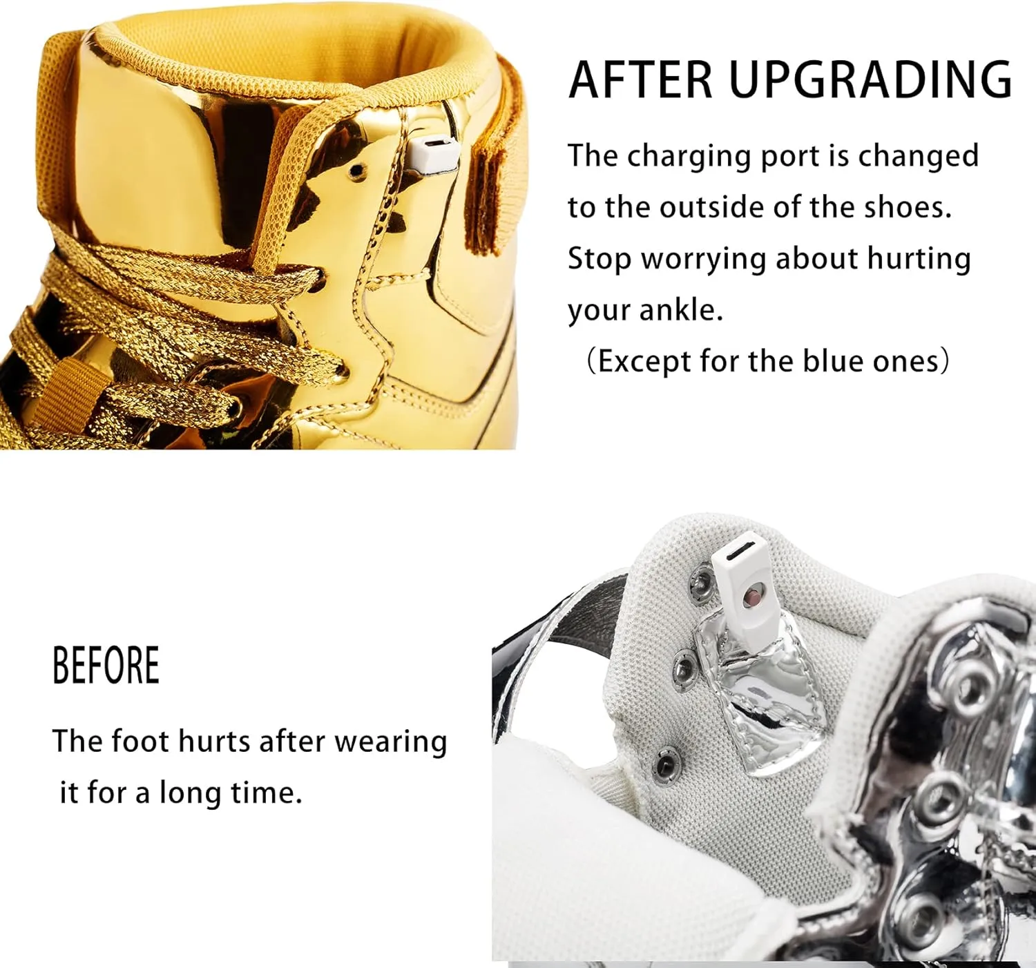 High Top USB Rechargeable Glowing Luminous Shoes for Men