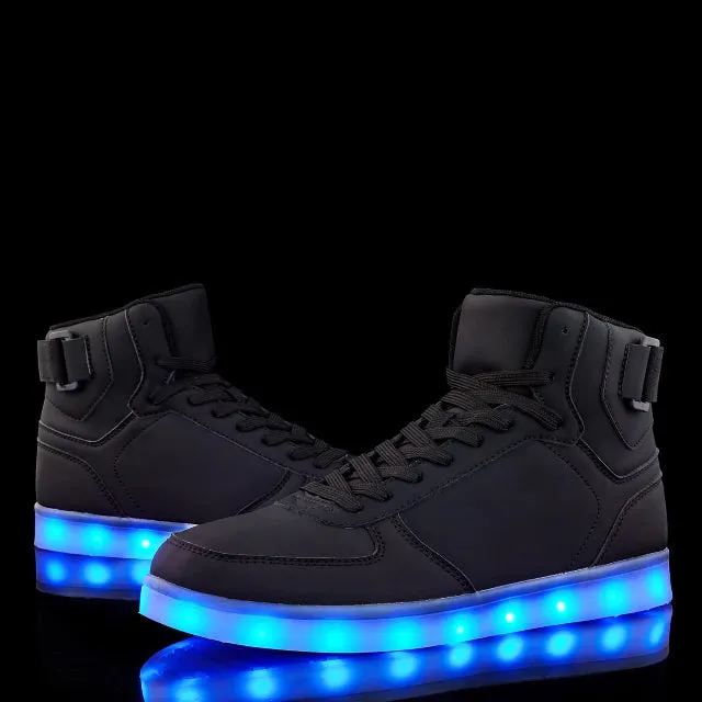 High Top USB Rechargeable Glowing Luminous Shoes for Men