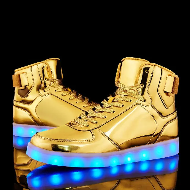 High Top USB Rechargeable Glowing Luminous Shoes for Men