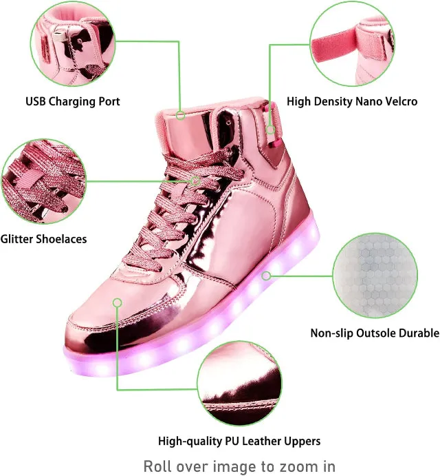 High Top USB Rechargeable Glowing Luminous Shoes for Men