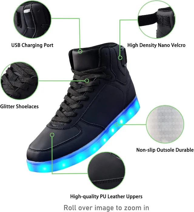 High Top USB Rechargeable Glowing Luminous Shoes for Men