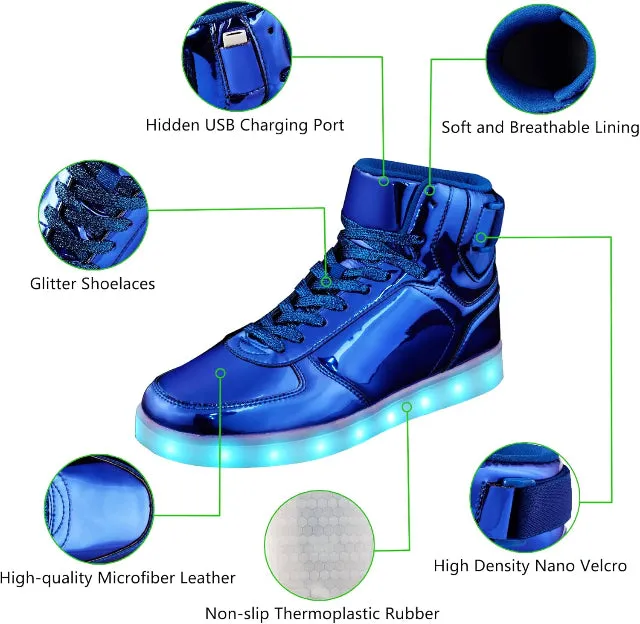 High Top USB Rechargeable Glowing Luminous Shoes for Men