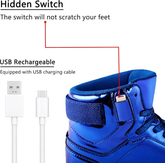 High Top USB Rechargeable Glowing Luminous Shoes for Men