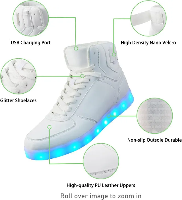 High Top USB Rechargeable Glowing Luminous Shoes for Men