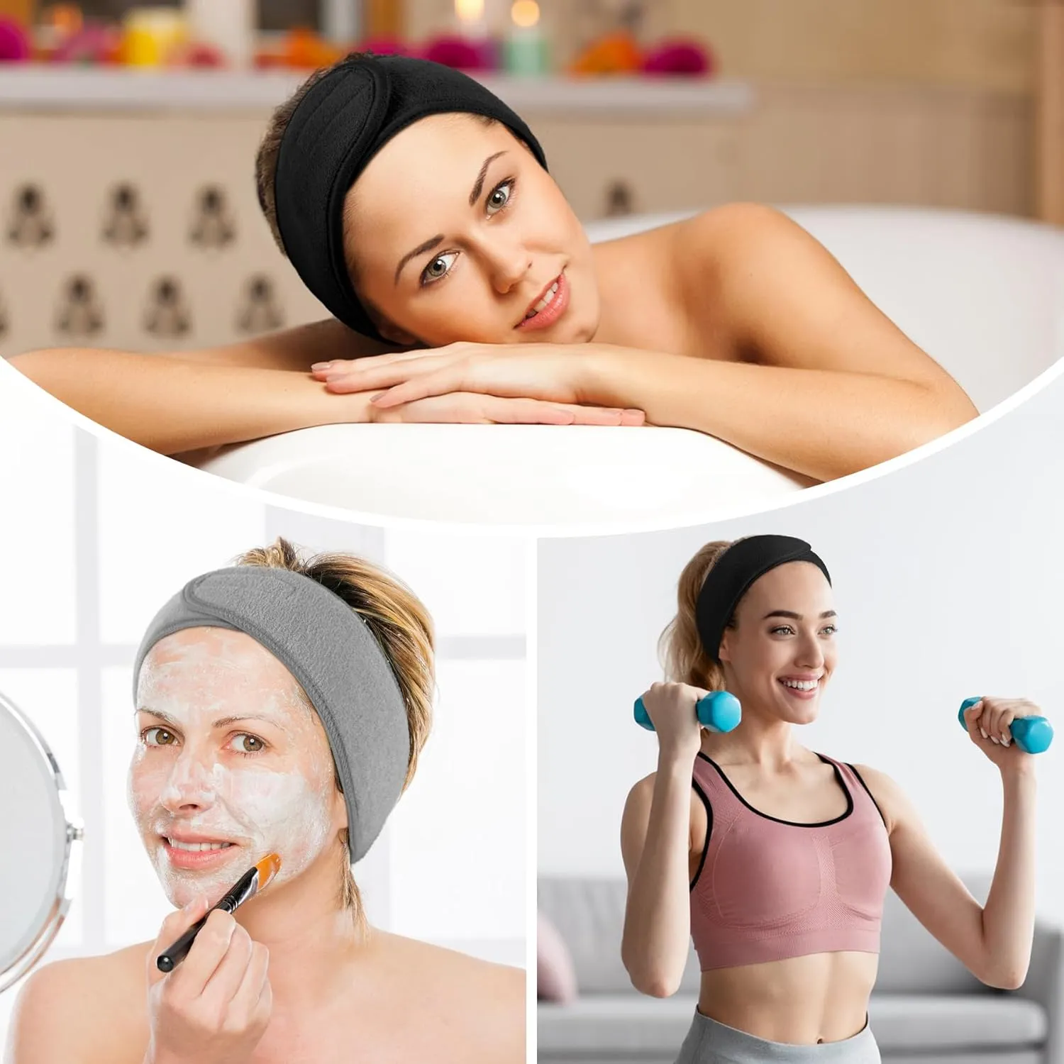 LADES Spa Facial Headband for Women | Adjustable Velcro, Soft Terry Cloth, Washable, Comfortable, Perfect for Makeup, Facials & Sleeping