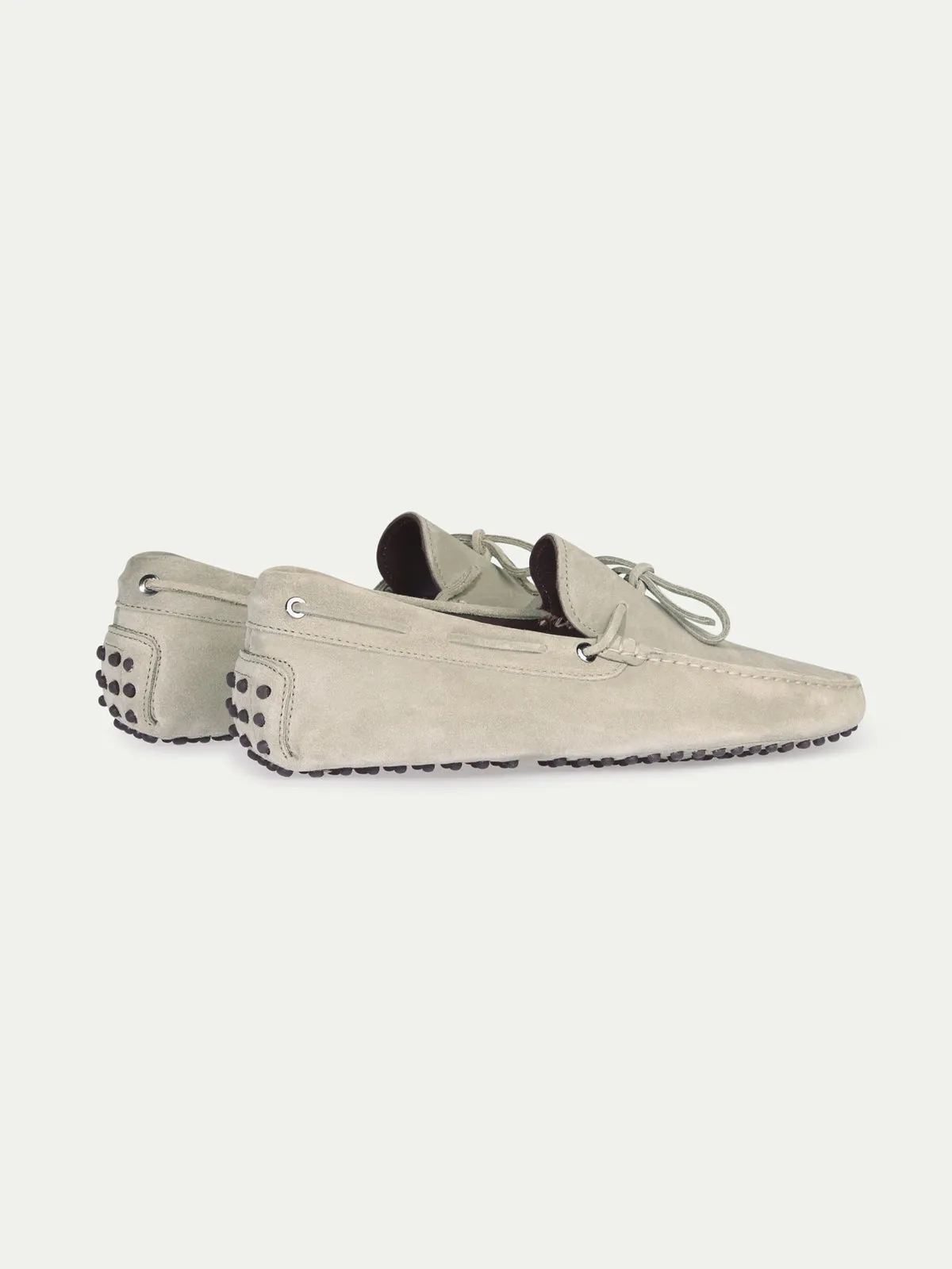 Light Grey Suede Ophelia Driving Loafers - AW24