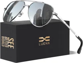 LUENX Aviator Sunglasses for Men Women Polarized Trendy Sun Shades UV 400 Protection