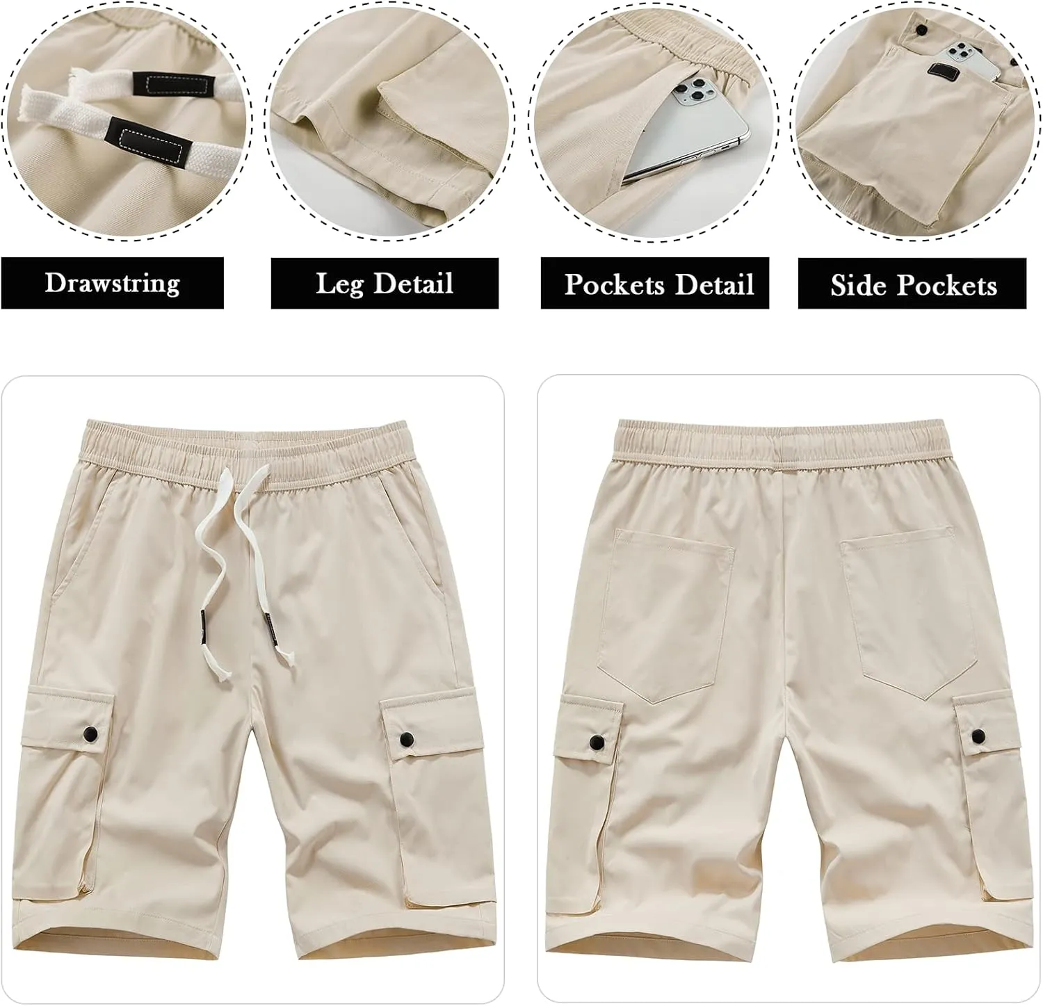 Msmsse Women's Cargo Hiking Shorts Soft Casual Lightweight Sports Knee Length Summer Shorts