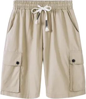 Msmsse Women's Cargo Hiking Shorts Soft Casual Lightweight Sports Knee Length Summer Shorts
