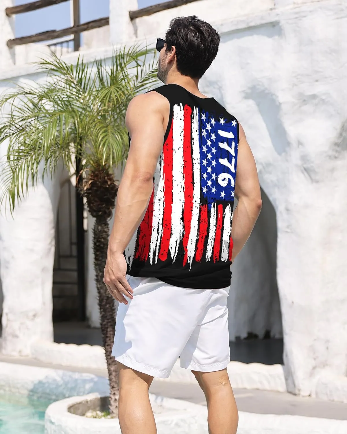 Nidoul Mens Beach Tank Tops Summer Graphic Palm Tree Sleeveless Shirts for Men Vacation Gym Running Workout Tank Top