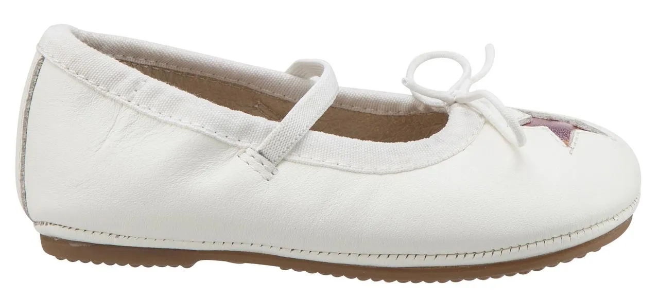 Old Soles Girl's Leather Cruise Star Mary Jane (Snow/Pink Star)