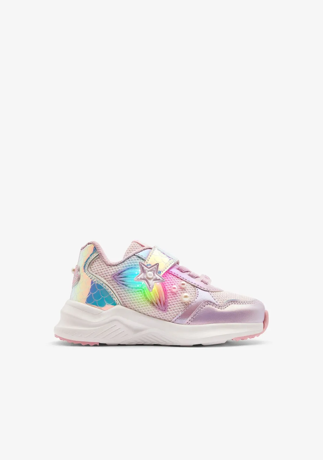 Pink Mermaid Sneakers with Lights