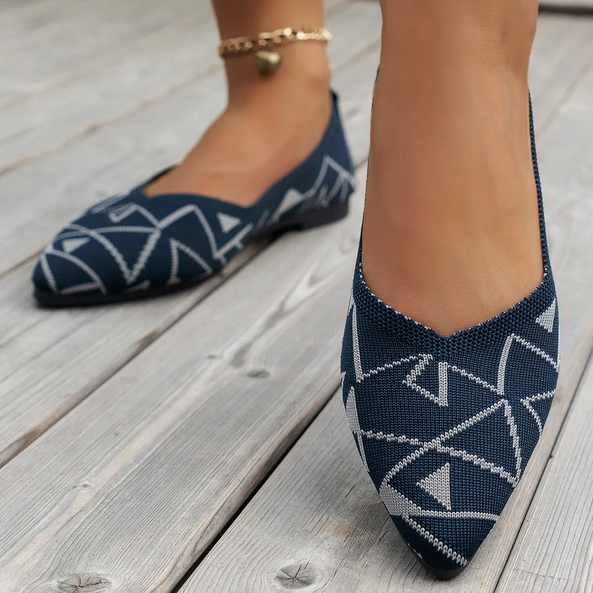 Point Toe Mesh Flat Slip-Ons