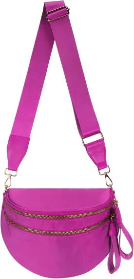 Pure Colour Crossbody Bag Bum Bag for Women,Spacious Purse Fanny Packs Belt Bag,Oversized Bum Bag (Colour Bum Bag-Rose)