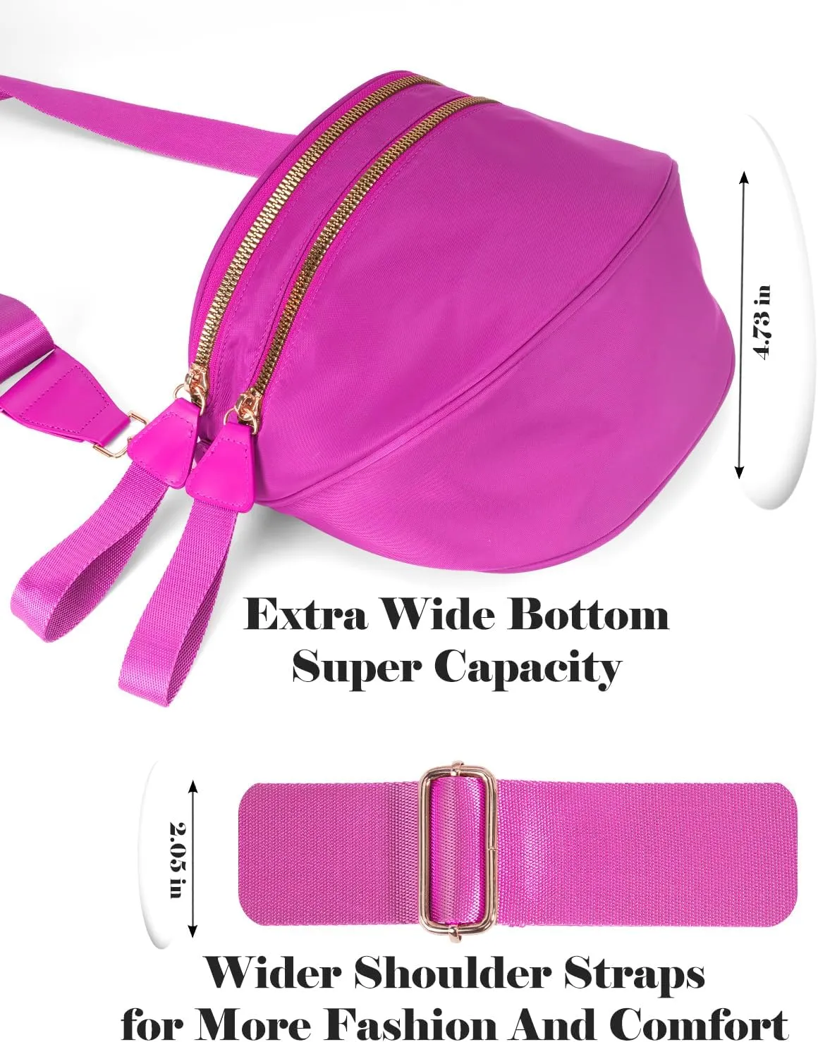 Pure Colour Crossbody Bag Bum Bag for Women,Spacious Purse Fanny Packs Belt Bag,Oversized Bum Bag (Colour Bum Bag-Rose)