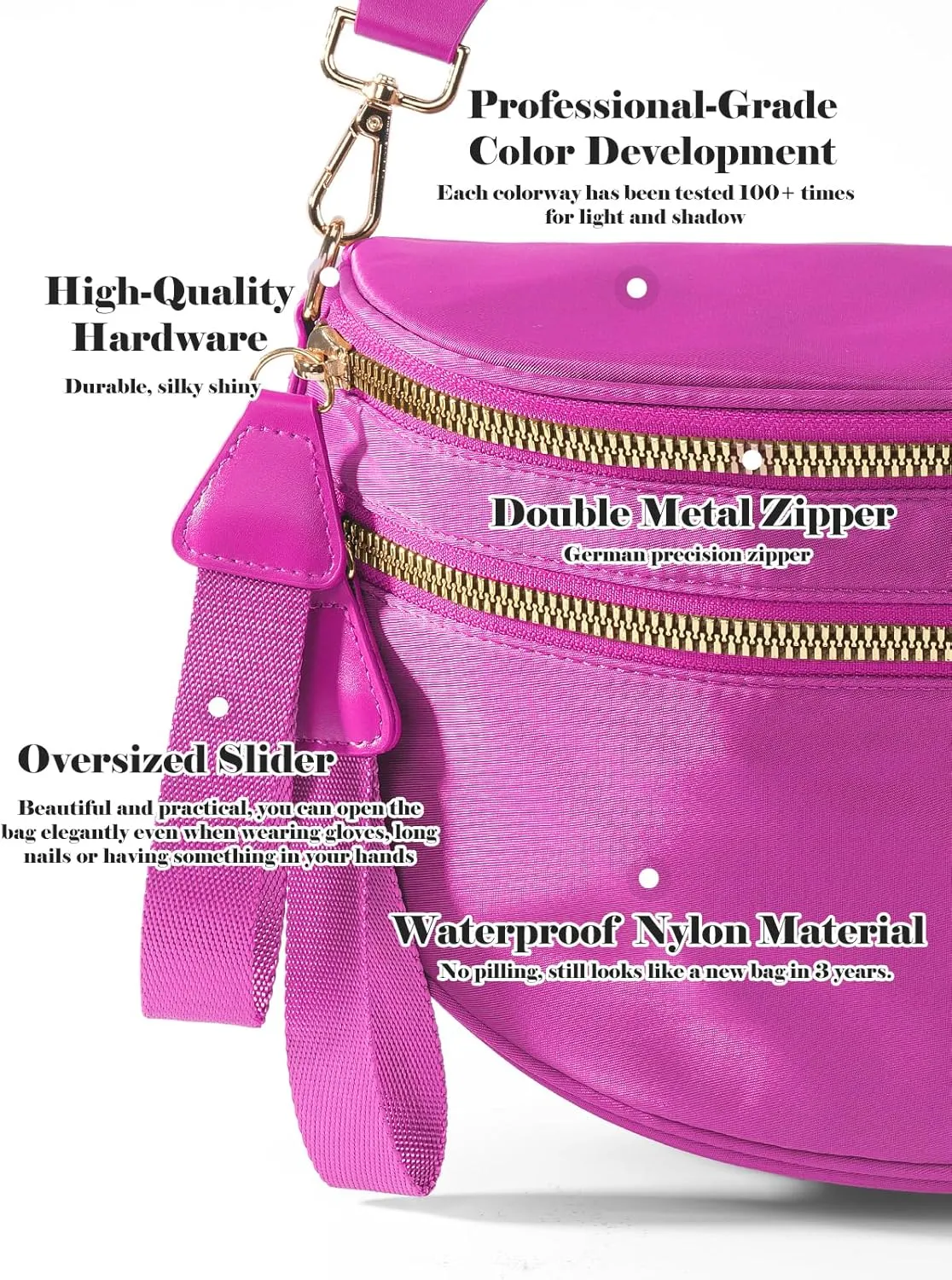 Pure Colour Crossbody Bag Bum Bag for Women,Spacious Purse Fanny Packs Belt Bag,Oversized Bum Bag (Colour Bum Bag-Rose)