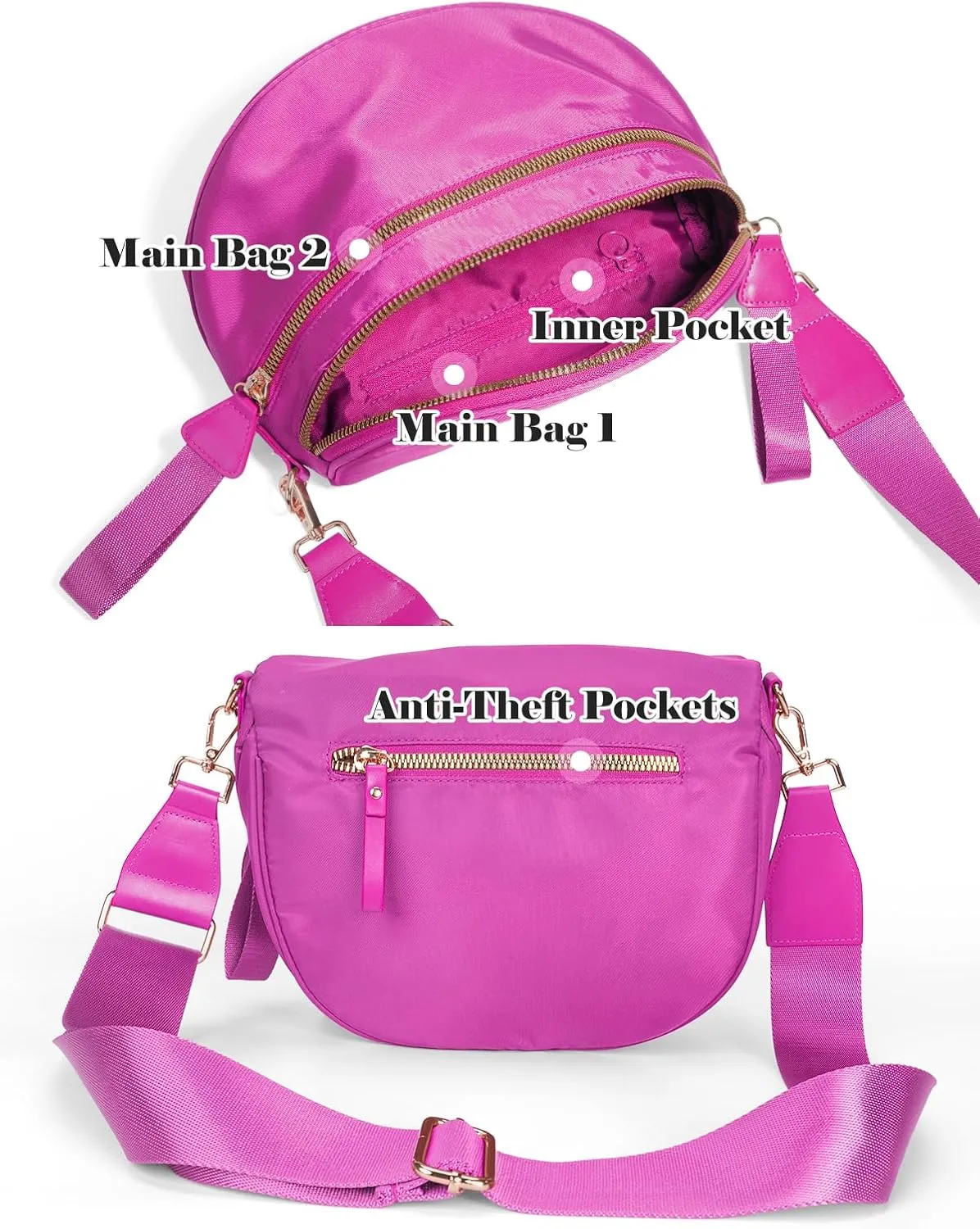 Pure Colour Crossbody Bag Bum Bag for Women,Spacious Purse Fanny Packs Belt Bag,Oversized Bum Bag (Colour Bum Bag-Rose)