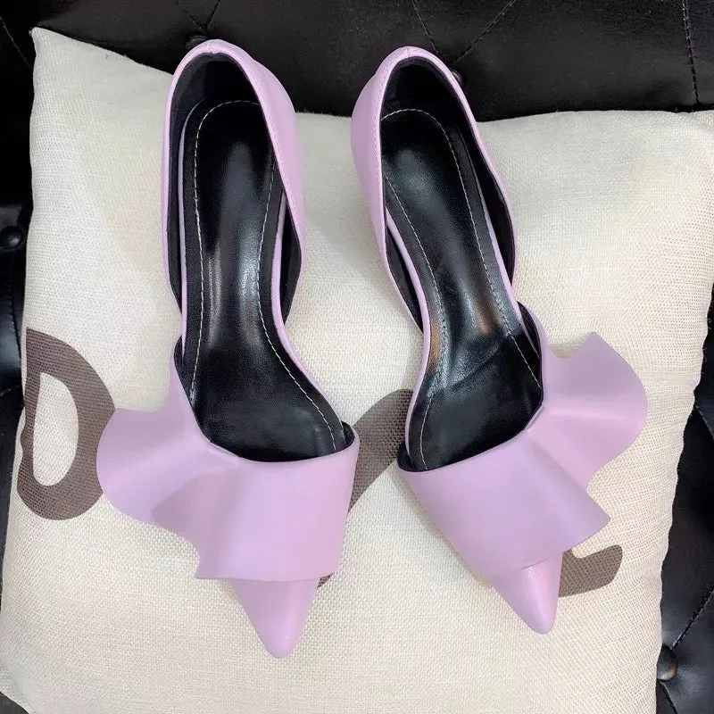 Ruffles Pointed Toe Pumps