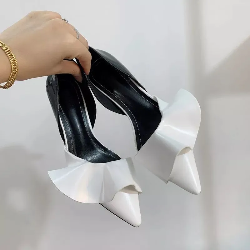 Ruffles Pointed Toe Pumps