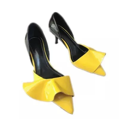 Ruffles Pointed Toe Pumps