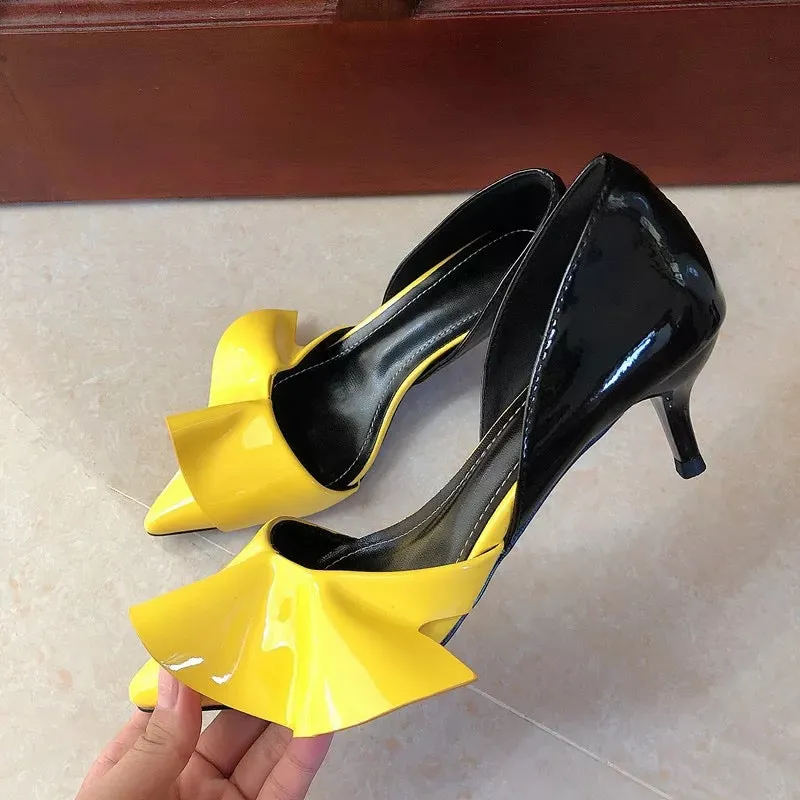 Ruffles Pointed Toe Pumps