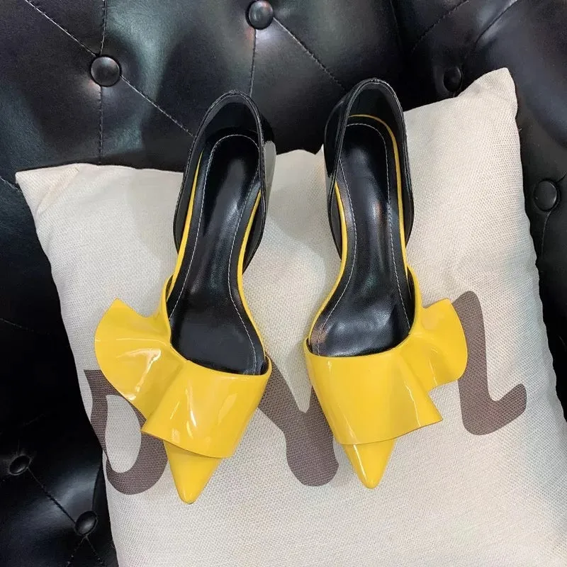 Ruffles Pointed Toe Pumps