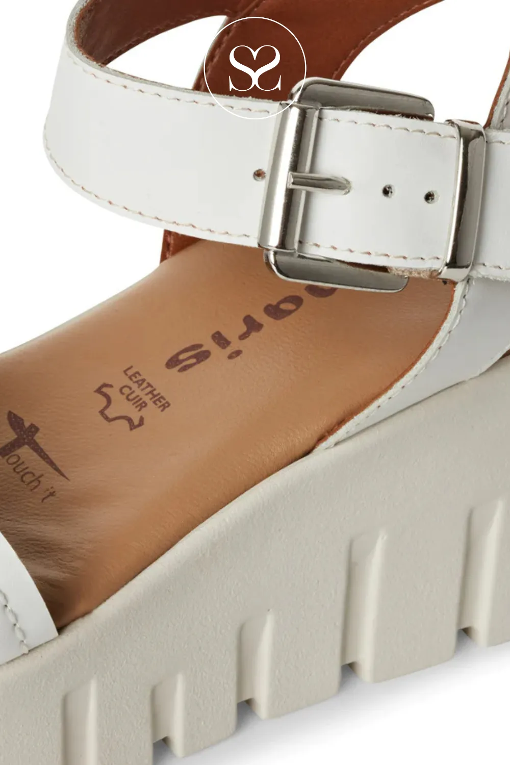 TAMARIS 1-28712-42 WHITE LEATHER WEDGE SANDALS