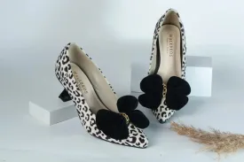 WALKBROS WOMEN'S KITTEN HEELS POINTED TOE PUMPS - LEOPARD