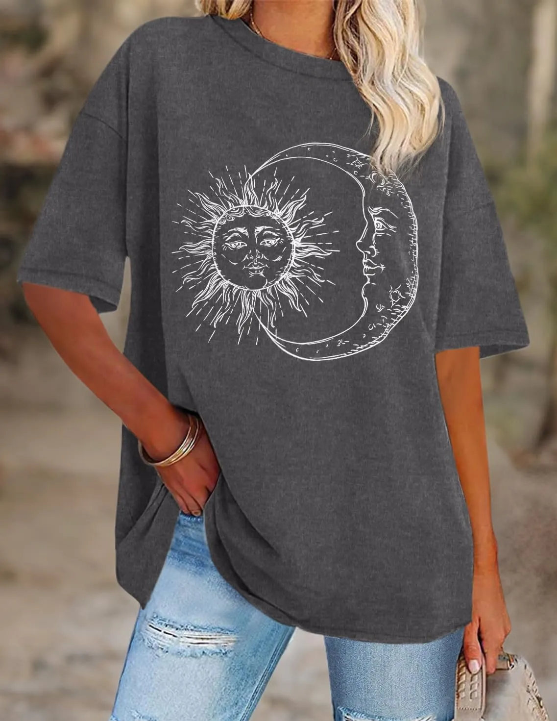 Womens Oversized Tshirt Graphic Tees Crew Neck Summer Short Sleeve Loose Fit Tops