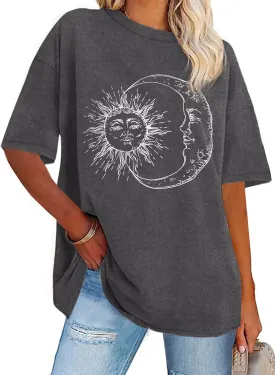 Womens Oversized Tshirt Graphic Tees Crew Neck Summer Short Sleeve Loose Fit Tops